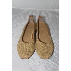 Rothy's The Max Square Gold Metallic Knit Ballet Flats Women's Size 7